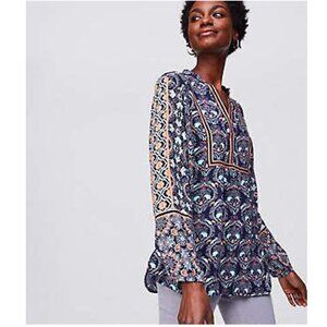 LOFT | Mosaic Split Neck Blouse
